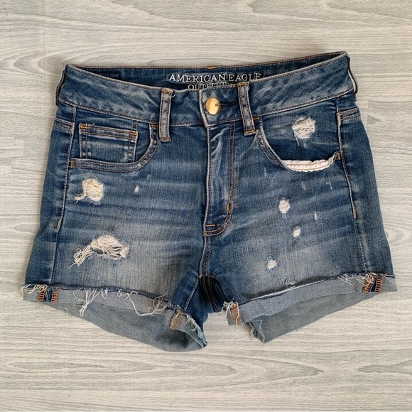 American Eagle Hi-Rise Shortie Cutoff Jean Shorts - Picture 1 of 5